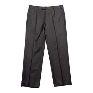 Zanella Italy 38x30 Dark Brown Devon Flat Front Dress Suit Pants Trouser Wool